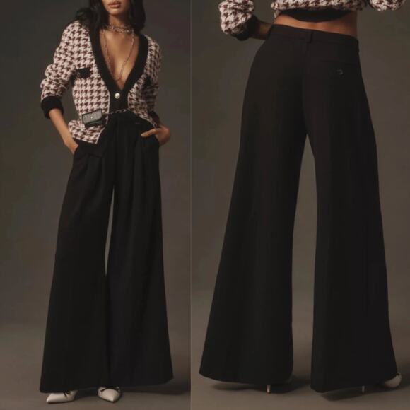Maeve Pants - Maeve Anthropologie Avery Pleated Wide Leg Trousers Black Sz 2 Office